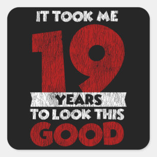 Vintage 19 Years Old Funny 19th Birthday Gift Square Sticker