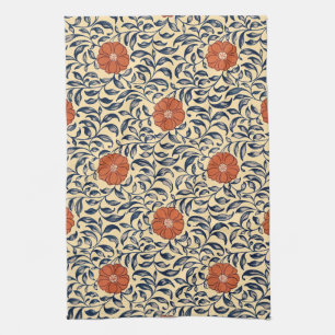 Vintage 19th Century Chinese Ornament Floral Tea Towel