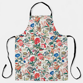 Vintage 19th century Floral Pattern Blue Green Red Apron