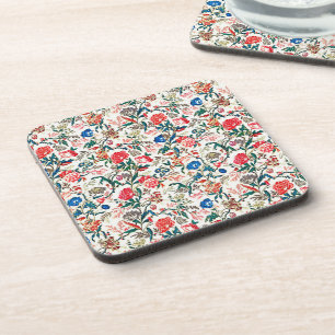 Vintage 19th century Floral Pattern Blue Green Red Coaster