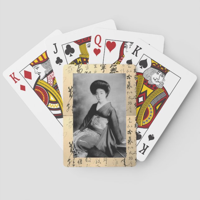 Vintage 19th Century Geisha Playing Cards (Back)