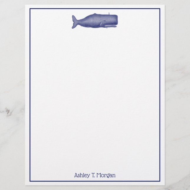 Vintage 19th Century Stylised Whale #1 N Blue (Front)