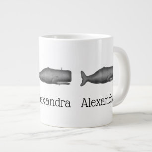 Vintage 19th Century Stylised Whale #1 N Large Coffee Mug
