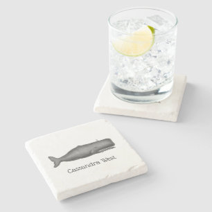 Vintage 19th Century Stylised Whale #1 N Stone Coaster