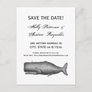 Vintage 19th Century Whale Drawing Announcement Postcard