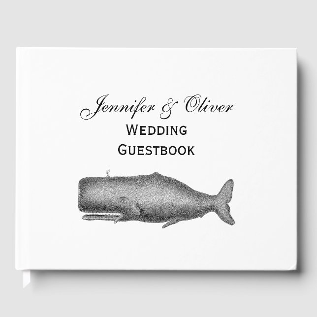 Vintage 19th Century Whale Drawing Guest Book (Front)