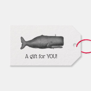 Vintage 19th Century Whale Drawing N Gift Tags