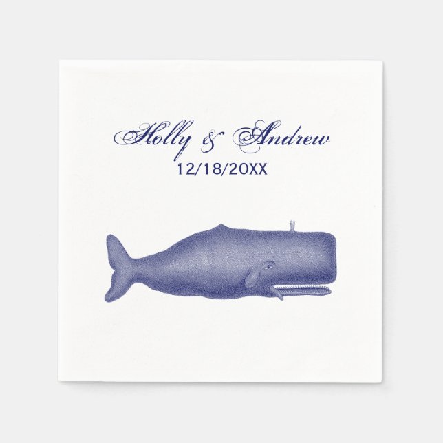 Vintage 19th Century Whale Drawing N Napkin (Front)