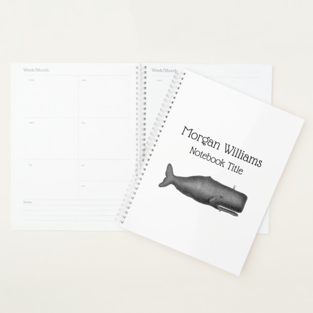 Vintage 19th Century Whale Drawing N Planner (Display)