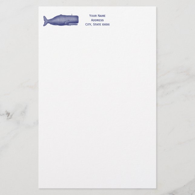 Vintage 19th Century Whale Drawing N Stationery (Front)