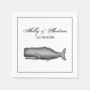 Vintage 19th Century Whale Drawing Napkin