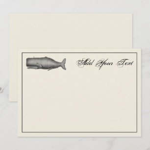 Vintage 19th Century Whale Drawing Note Card