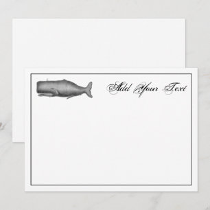 Vintage 19th Century Whale Drawing Note Card