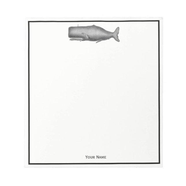 Vintage 19th Century Whale Drawing Notepad (Front)