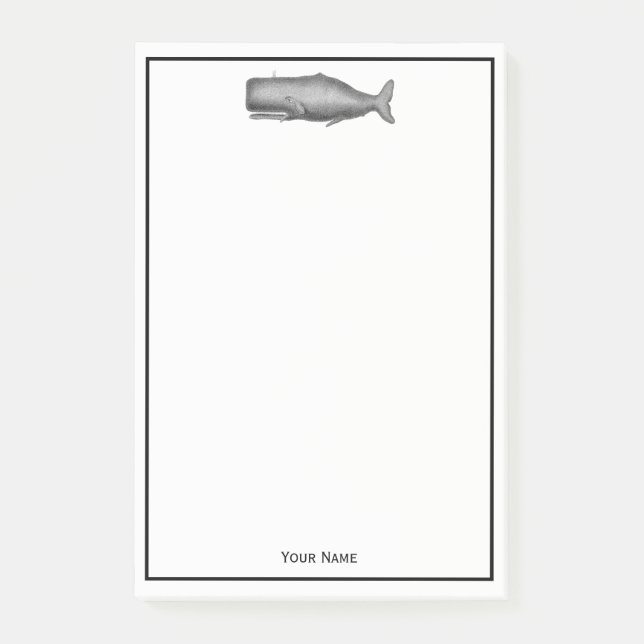 Vintage 19th Century Whale Drawing Post-it Notes (Front)