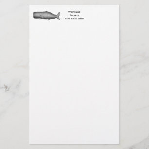 Vintage 19th Century Whale Drawing Stationery