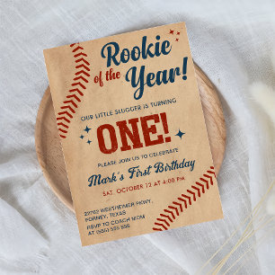 Vintage 1st Birthday Baseball Invitation