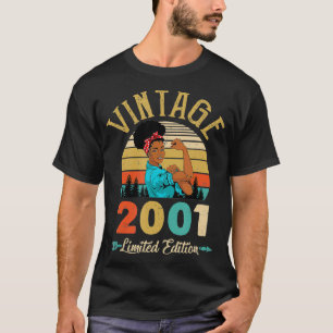 Vintage 2001 21Th Birthday Afro Black Woman 21 Yea T-Shirt