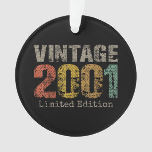 Vintage 2001 Text 25th Birthday Gift Men Women 25 Ornament