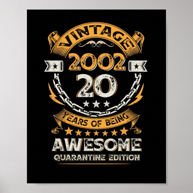Vintage 2002 20th Birthday 20 Years Old Poster (Front)