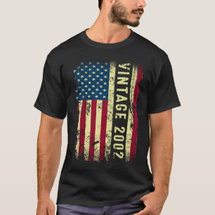 Vintage 2002 American Flag 21 Year Old 21st Birth T-Shirt