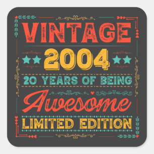 Vintage 2004 Made in 2004 20th Birthday 20 Years  Square Sticker