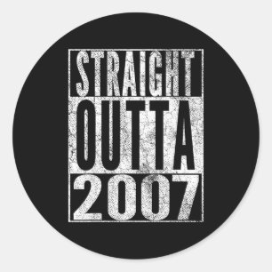 Vintage 2007 19th Birthday 19 Years Old Retro Men  Classic Round Sticker