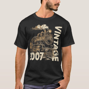Vintage 2007 Steampunk Steam Train Locomotive 17th T-Shirt