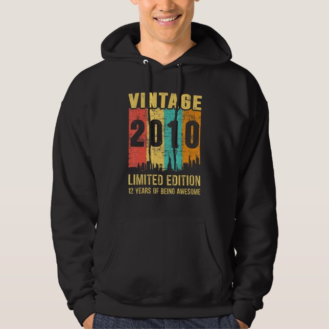 Vintage 2010  12 Years Old 12th Birthday Hoodie (Front)