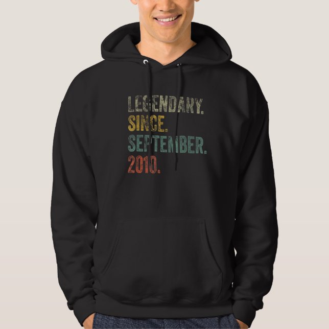 Vintage 2010 12th Birthday Legendary Since Septemb Hoodie (Front)