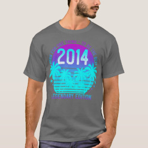 Vintage 2014 Birthday 7th Aesthetic Sunset Palm T-Shirt