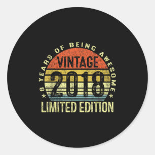 Vintage 2018 Limited Edition 8 Year Old 8th Birthd Classic Round Sticker