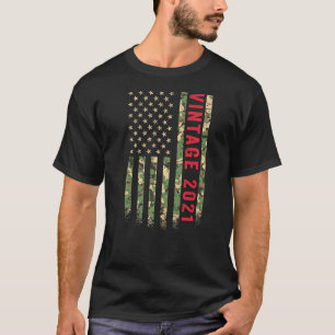 Vintage 2021 American Flag Camo 1 Year Old 1st Bir T-Shirt