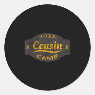 Vintage 2025 Cousin Camp Logo - Fun Summer Family Classic Round Sticker