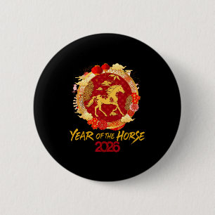 Vintage 2026 Chinese Lunar New Year Of The Horse  6 Cm Round Badge