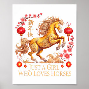 Vintage 2026 Just Girl Who Loves Horses Zodiac Cow Poster