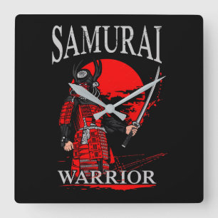 Vintage 2026 Samurai Japanese Warrior Legends Square Wall Clock