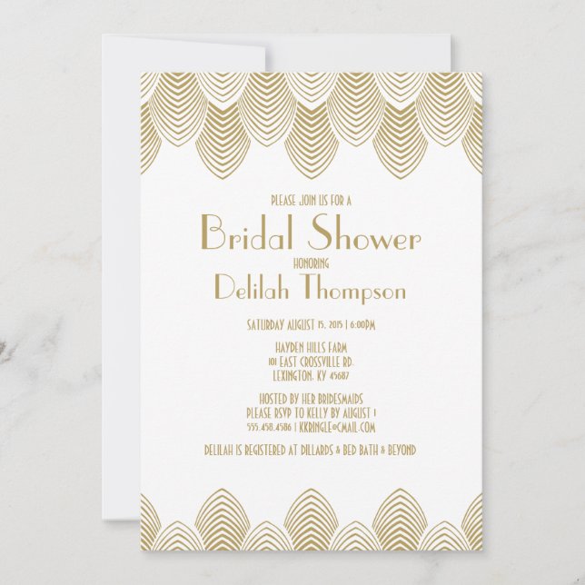 Vintage 20's Art Deco Bridal Shower Invitation (Front)