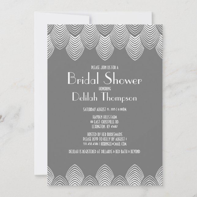 Vintage 20's Art Deco Bridal Shower Invitation (Front)