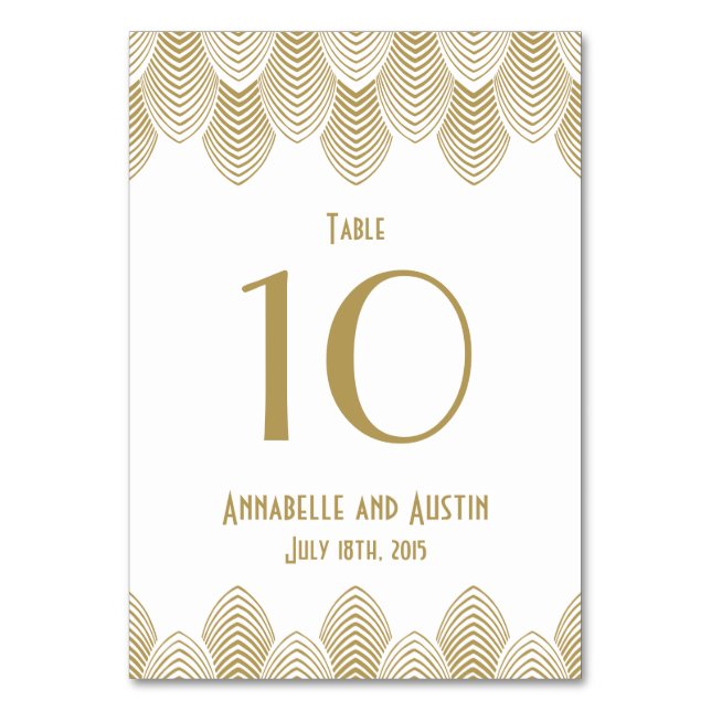 Vintage 20's Art Deco Scallop Wedding Table Number (Front)