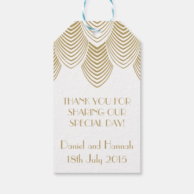Vintage 20's Art Deco Scallop White Gold Gift Tag (Back)