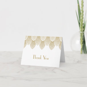 Vintage 20's Art Deco Scallop White Gold Thank You Card