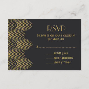 Vintage 20's Art Deco Scalloped Wedding RSVP card
