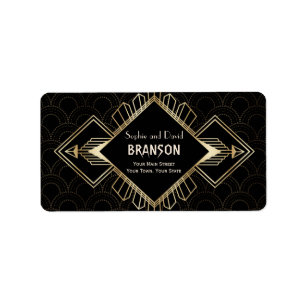 Vintage 20s Gold Black Great Gatsby Wedding Label
