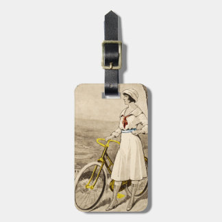 Vintage '20s Woman Bicycle Advertisement Luggage Tag