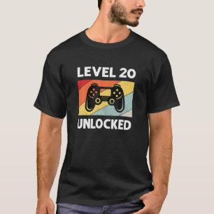 Vintage 20th Birthday 20 Year Old Gamer Mens Boys T-Shirt