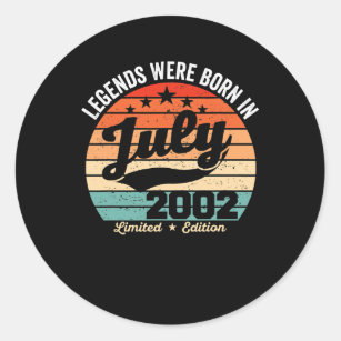 Vintage 20th Birthday Legends Were Born In July Classic Round Sticker