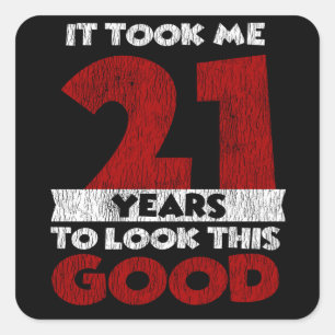 Vintage 21 Years Old Funny 21st Birthday Gift Square Sticker