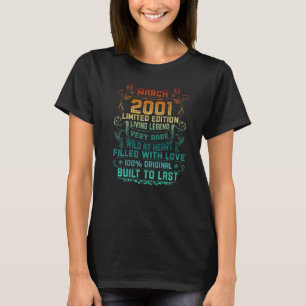 Vintage 21 Years Old March 2001 21th Birthday T-Shirt