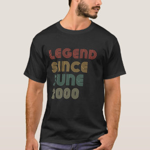 Vintage 21Th Birthday Men Legend Since June 2000 T T-Shirt